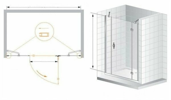 Душевая дверь (185х195) CEZARES BERGAMO BERGAMO-W-B-13-100+60/30-C-Cr-R